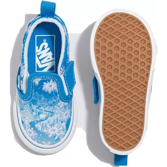 Vans Blue Snowflake Slip Ons 7.5 Toddler - Picture 1 of 3